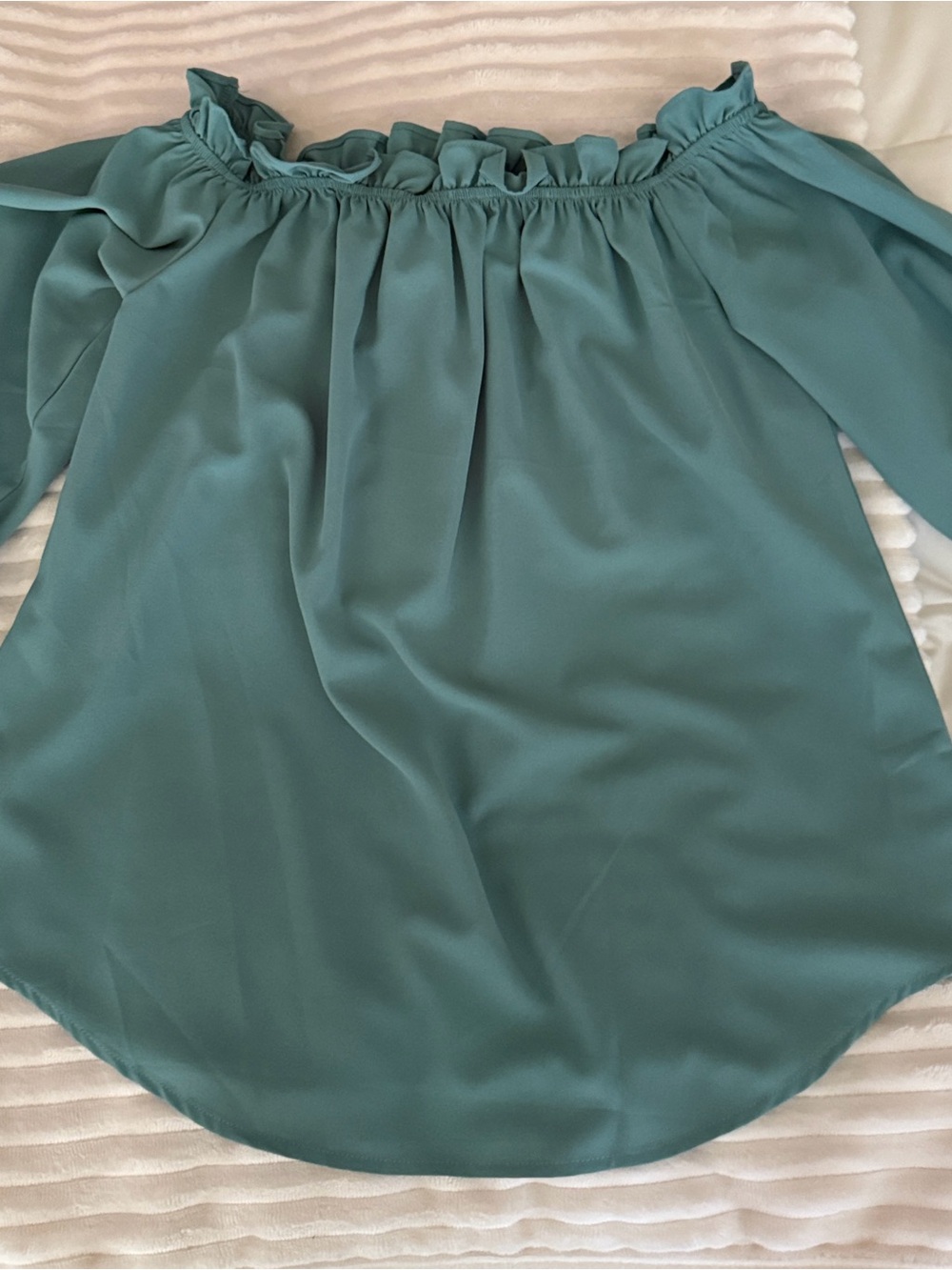 Amazon Off-Shoulder Ruffle Top - Teal Green